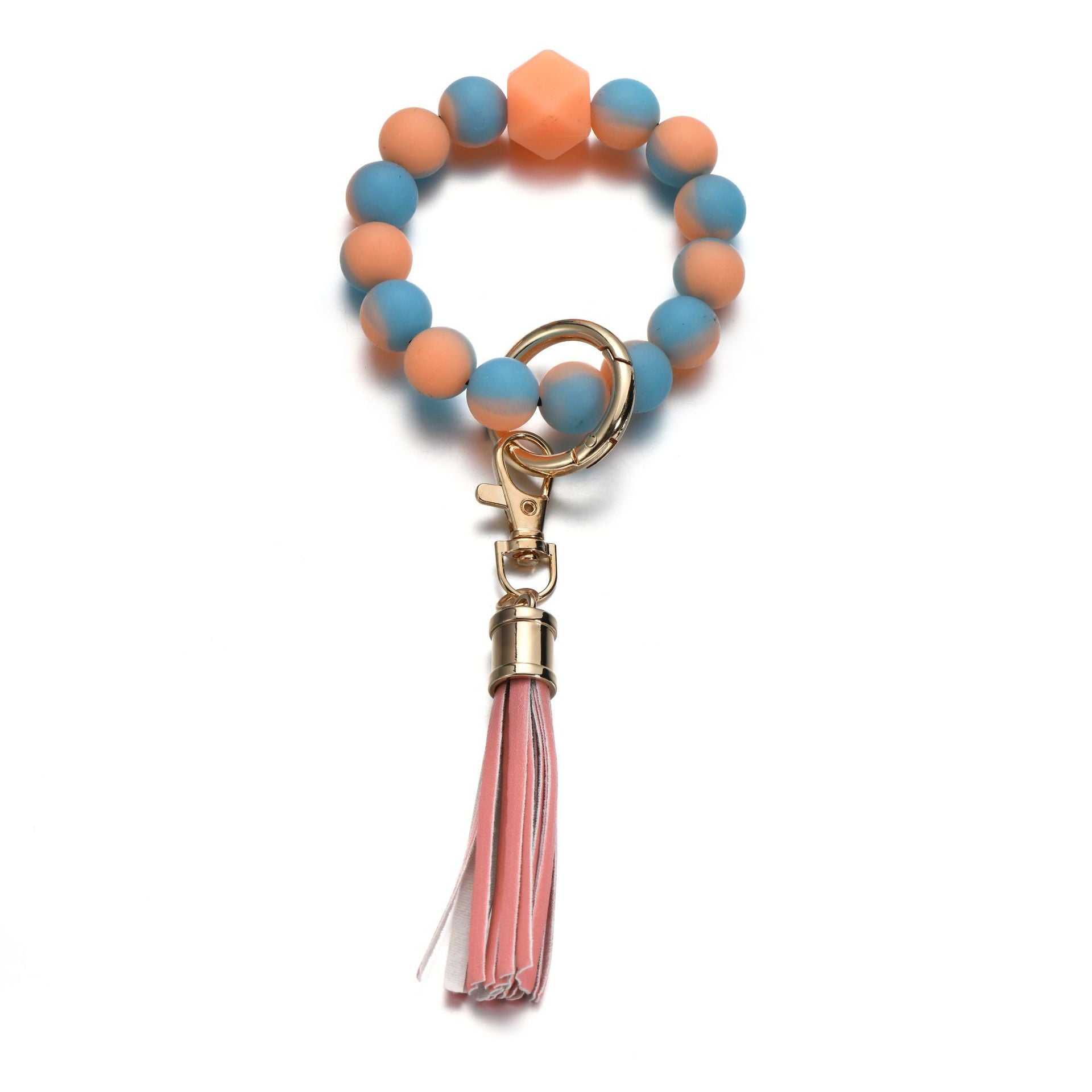 Wholesale Luminous Color Silicone Beaded Tassel Wrist Keychain