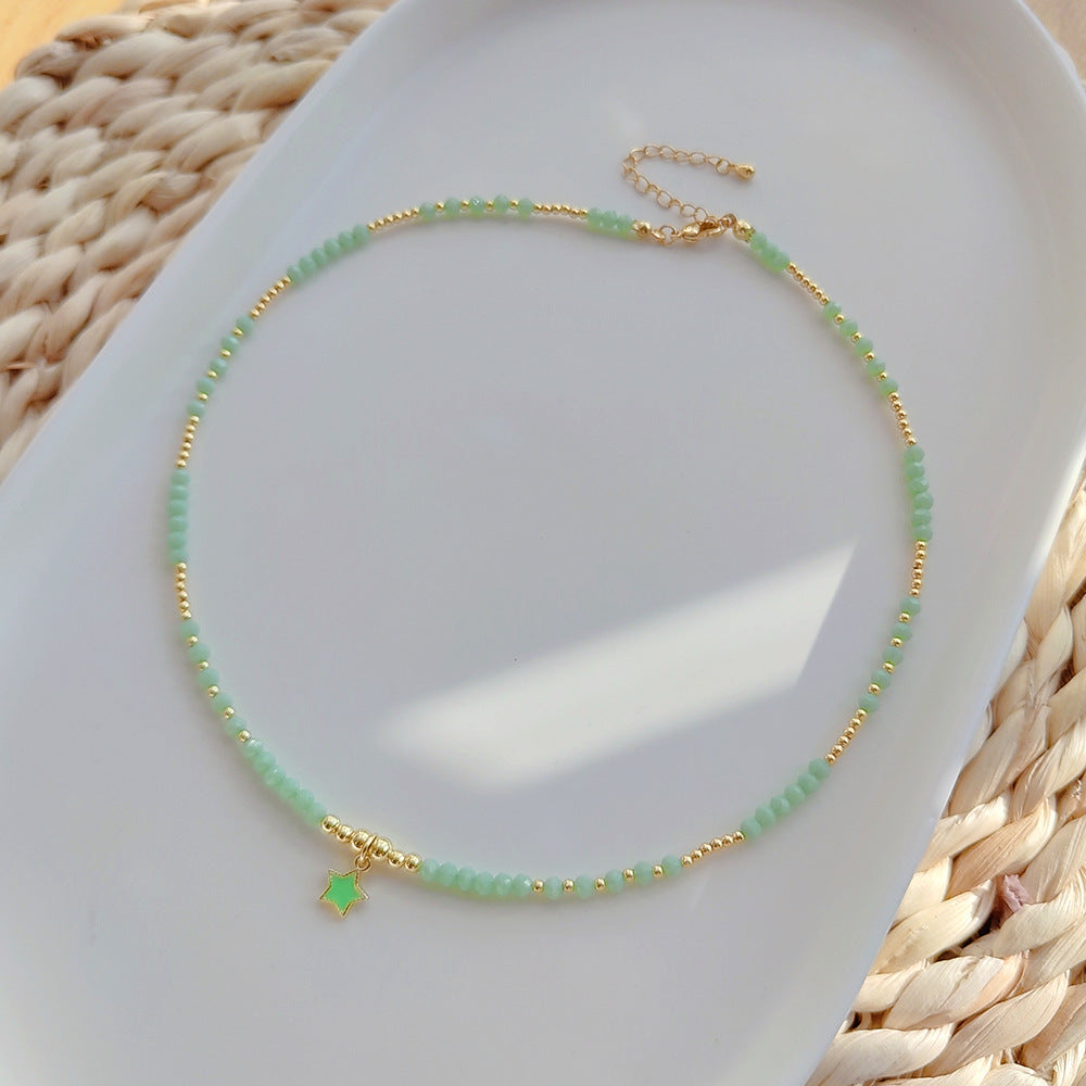 Wholesale Bohemian Oil Drop Evil Eye Artificial Crystal Beads Necklace