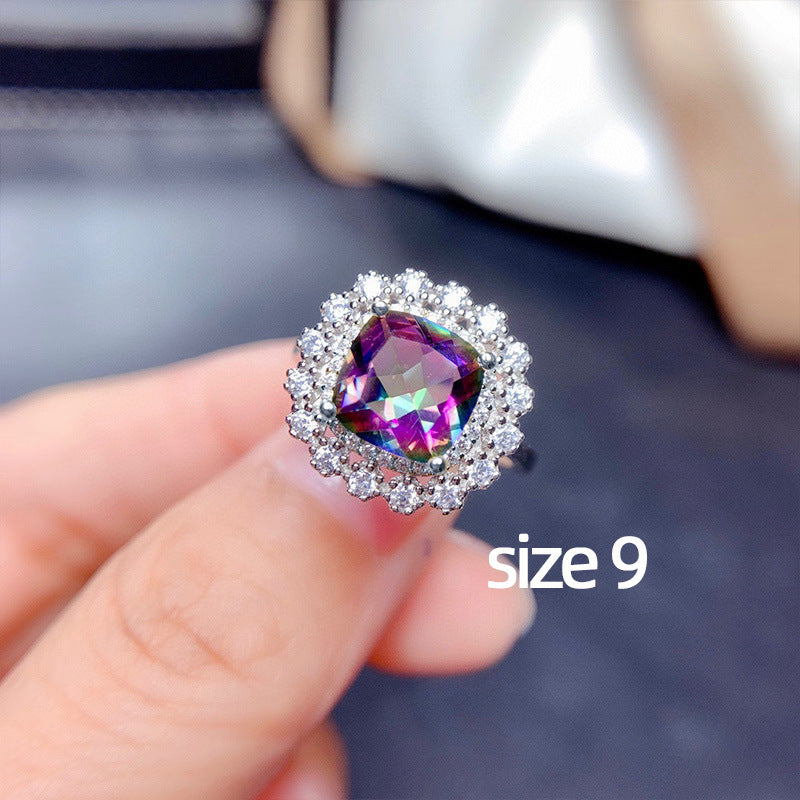 Wholesale Colorful Zircon Necklace Earrings Ring Set OLY-RS-Caoshi003