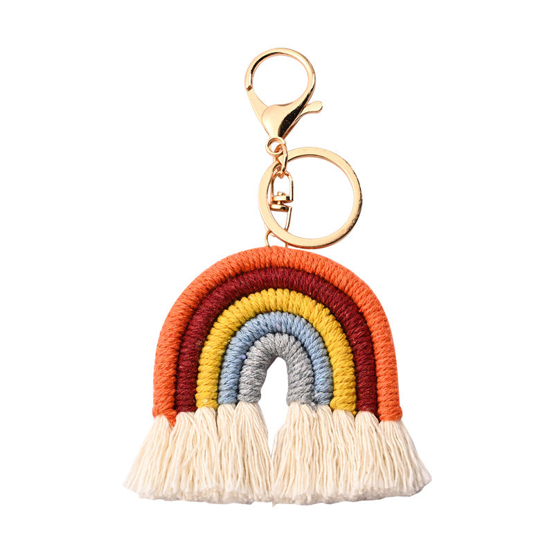 Venta al por mayor Llavero del arco iris de la borla del algodón