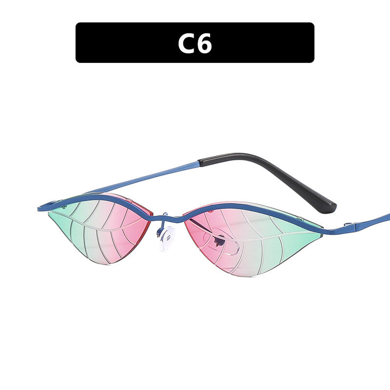 Wholesale PC Frameless Small Frame Cutting Edge Christmas Decoration Leaves Sunglasses