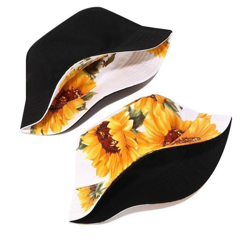 Wholesale Polyester Sunflower Reversible Bucket Hat