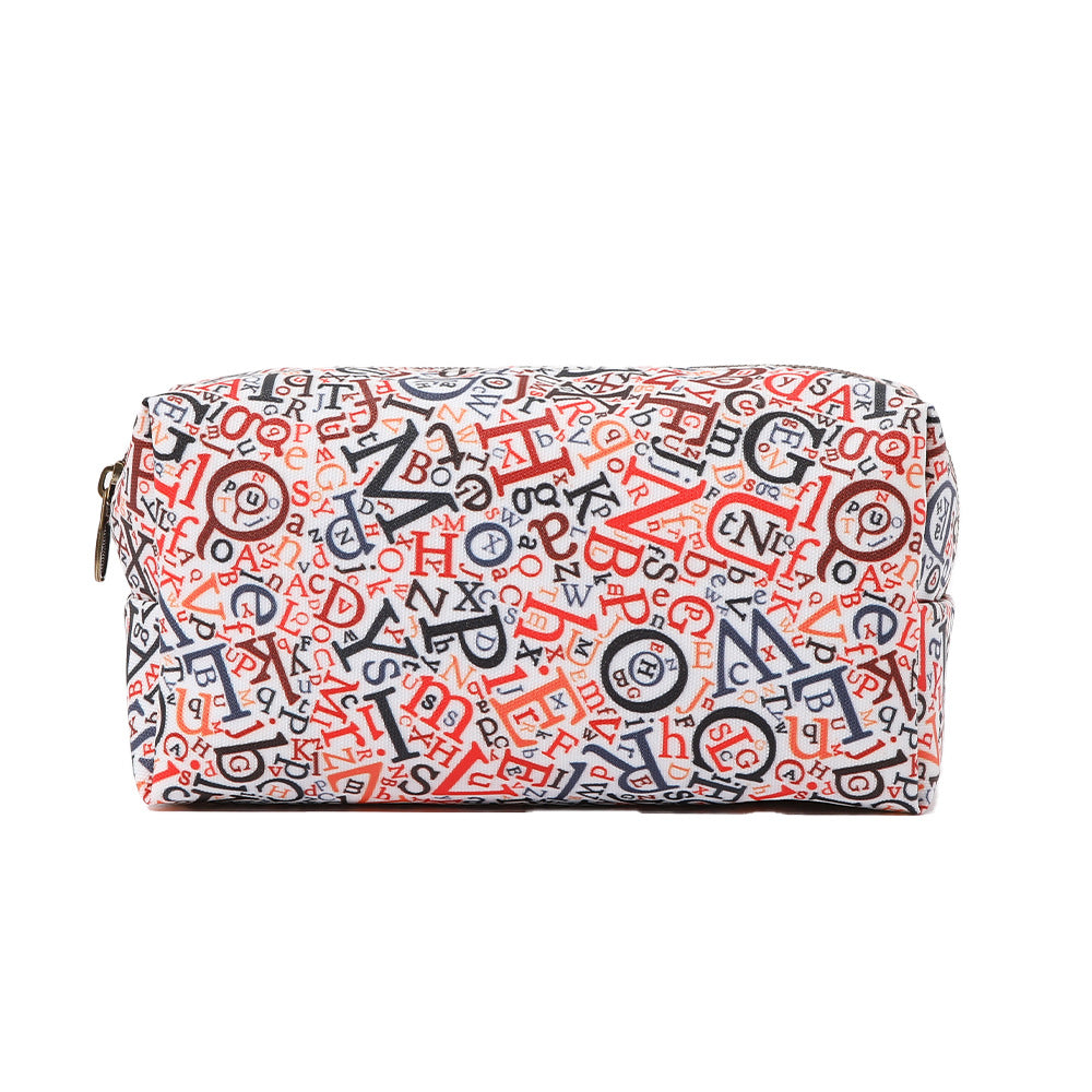 Venta al por mayor, bolsa de cosméticos impermeable de lona con impresión de letras 3D, bolsa de almacenamiento de varias piezas