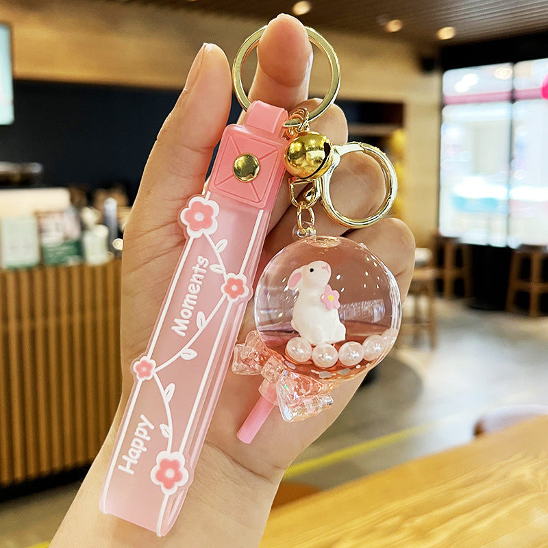Wholesale Cherry Blossom Oil Bunny Drift Bottle Acrylic Keychains