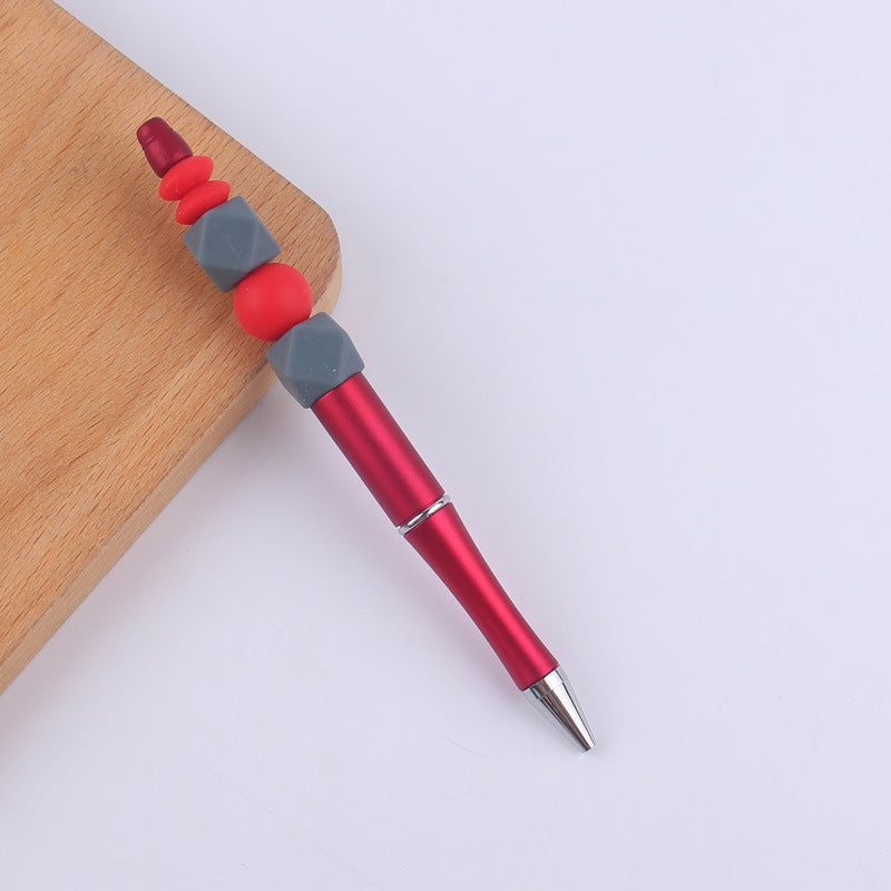 Wholesale Beadable Pens Handmade Colorful Silicone Beaded Ballpoint Pen