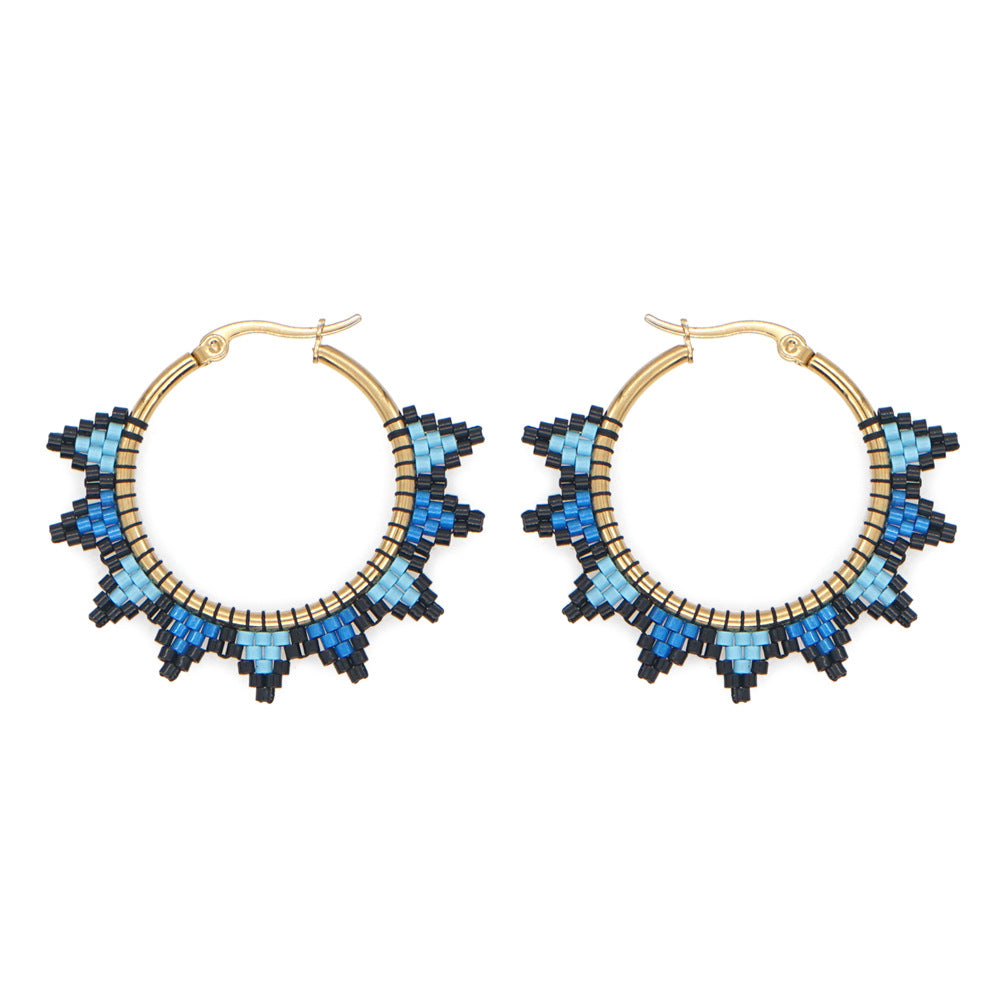 Wholesale Jewelry Ethnic Eyes Rice Beads Earrings