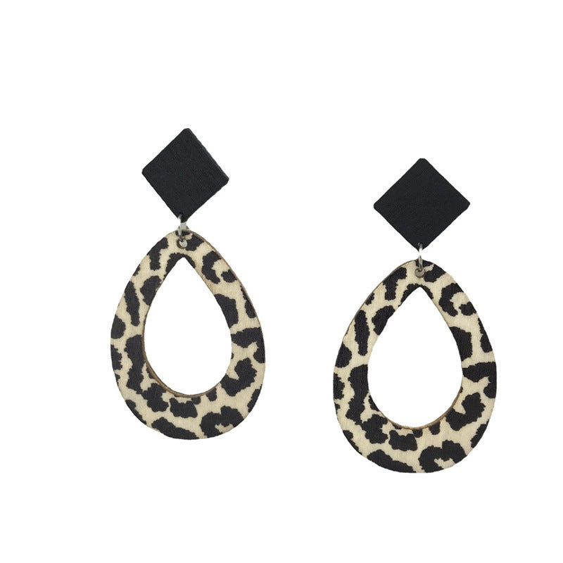 Wholesale Leopard Zebra Vintage Wood Earrings