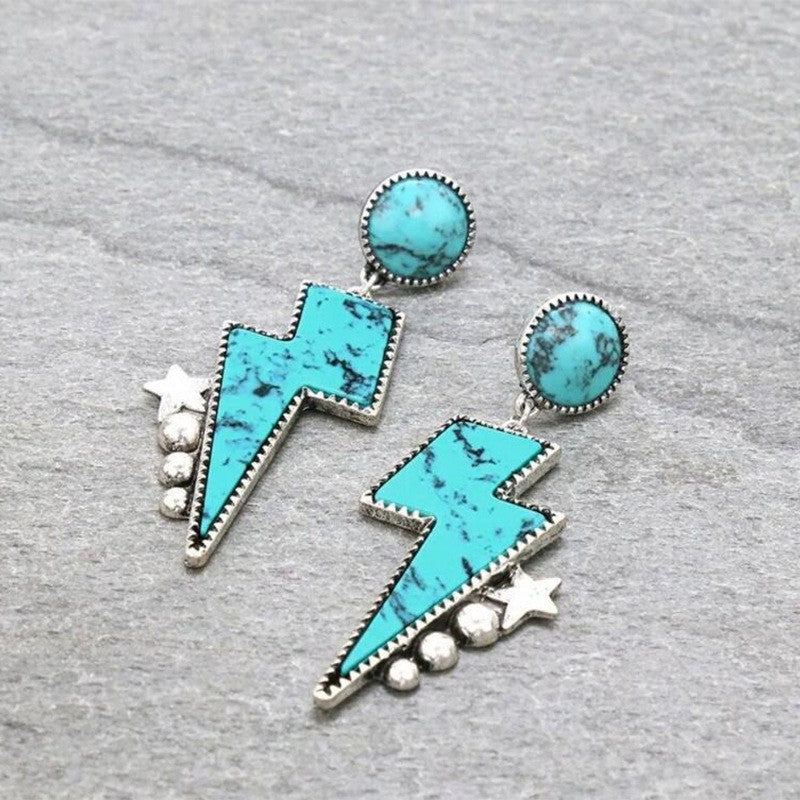Pendientes de aleación de Lightning Strike de Lightning Turquoise