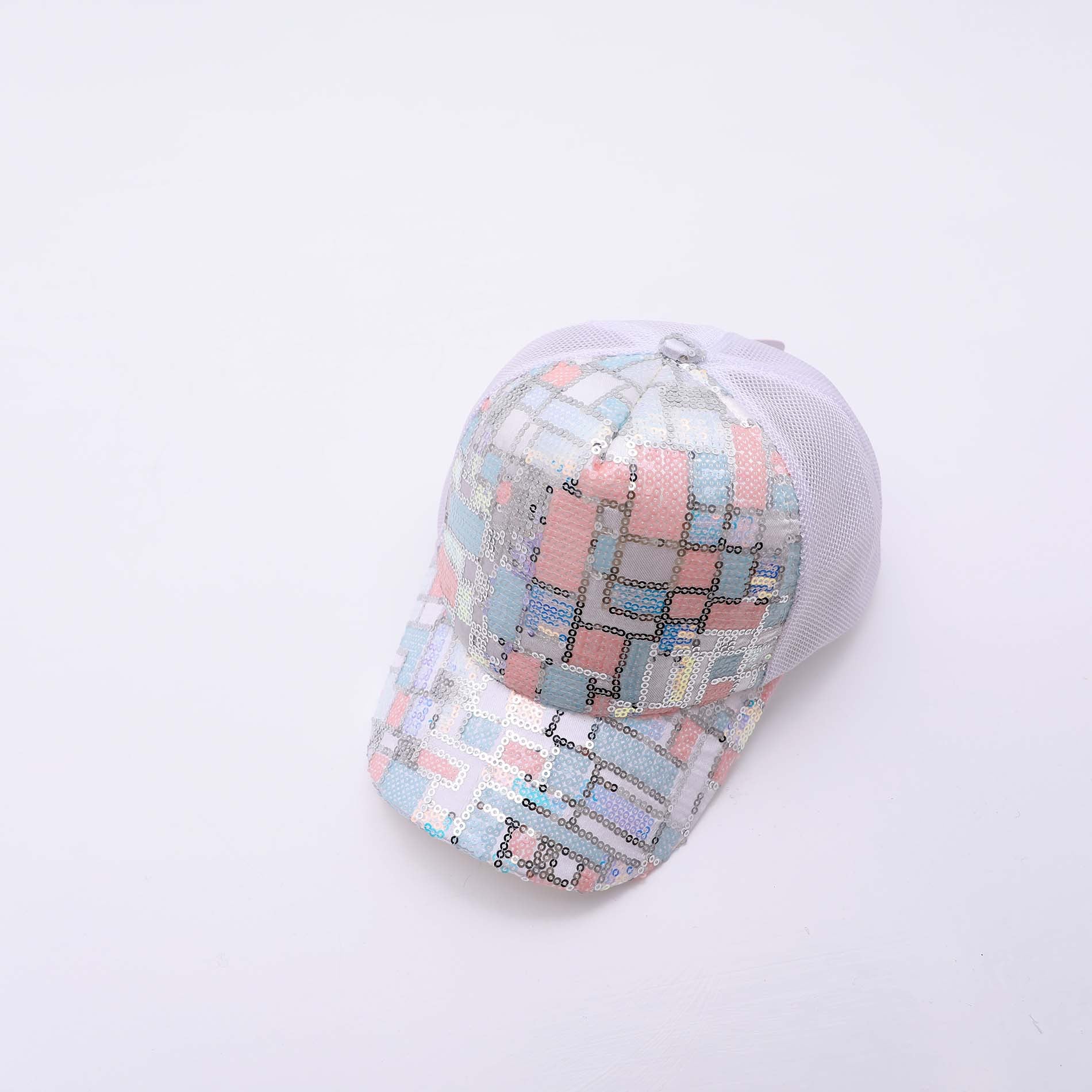 Capilla de malla de béisbol de algodón de algodón de lentejuelas al por mayor para niños