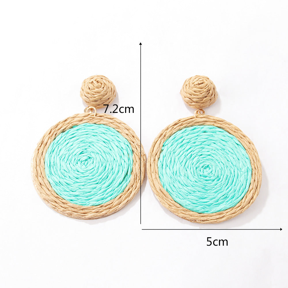 Wholesale Vintage Hand Made Straw Rope Earrings