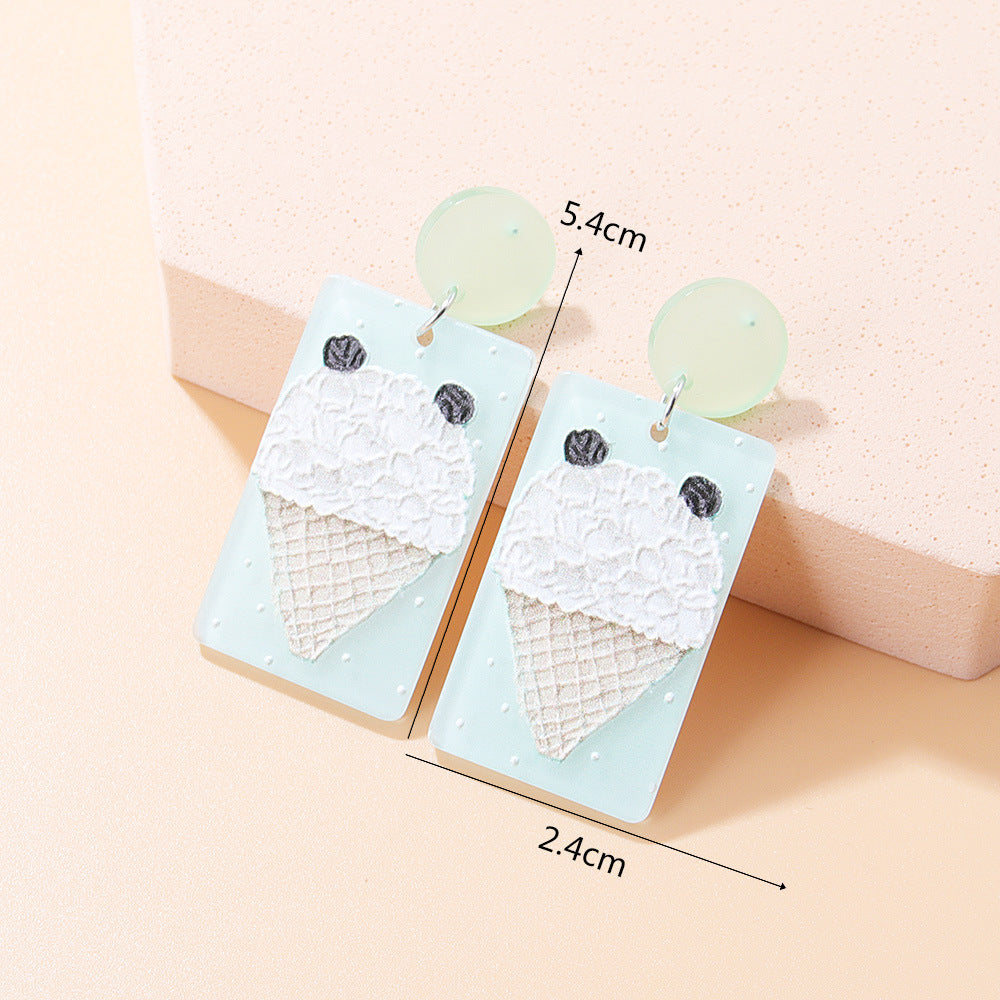 Venta al por mayor Pintura al óleo Rectangular Helado Acrílico Pendientes