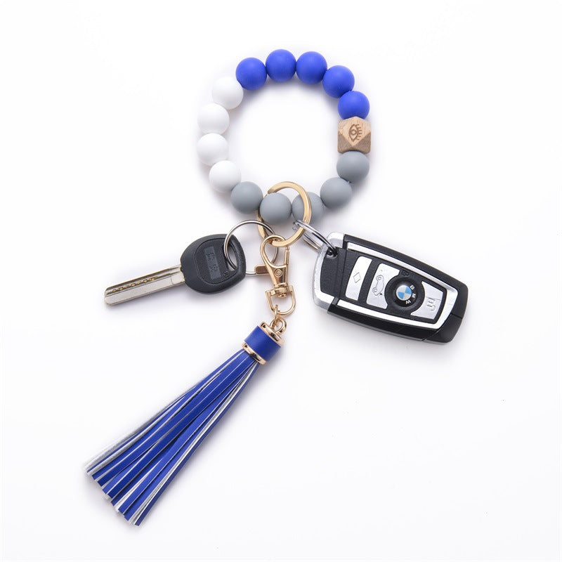 Wholesale Silicone Beaded Tassel Wrist Keychain