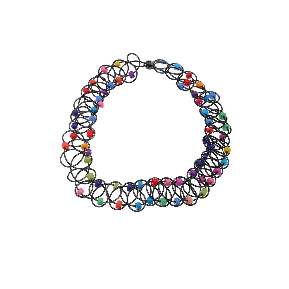 Venta al por mayor de cuentas de arroz personalizado collar elástico de plástico