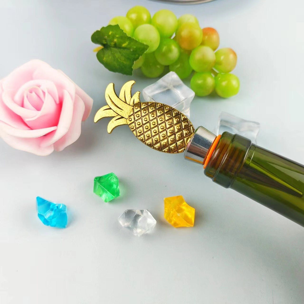 Wholesale DIY Gold Pineapple Zinc Alloy Red Wine Bottle Stoppers