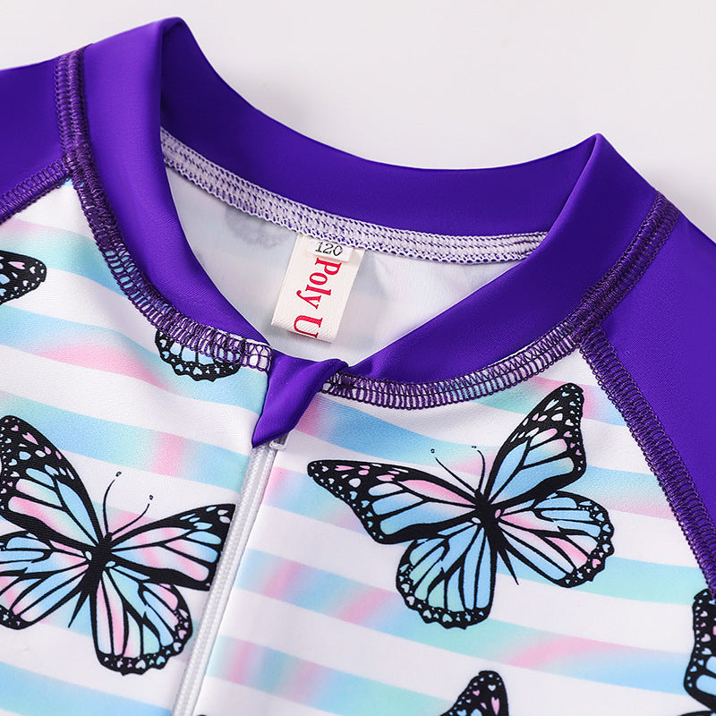 Wholesale Kids One Piece Long Sleeve Sun Protection Polyester Swimwear