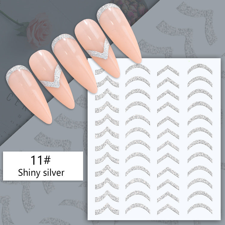 Venta al por mayor Glitter Silver Block Curve French Stripe Curve Mejora de uñas de resina