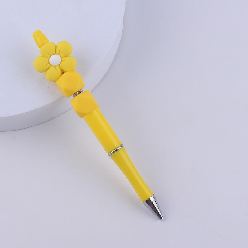 Wholesale Beadable Pens Handmade Flower Silicone Beaded Ballpoint Pen