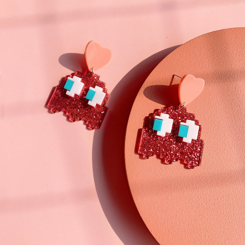 Wholesale Earrings Pixel Wind Acrylic Cute Cartoon