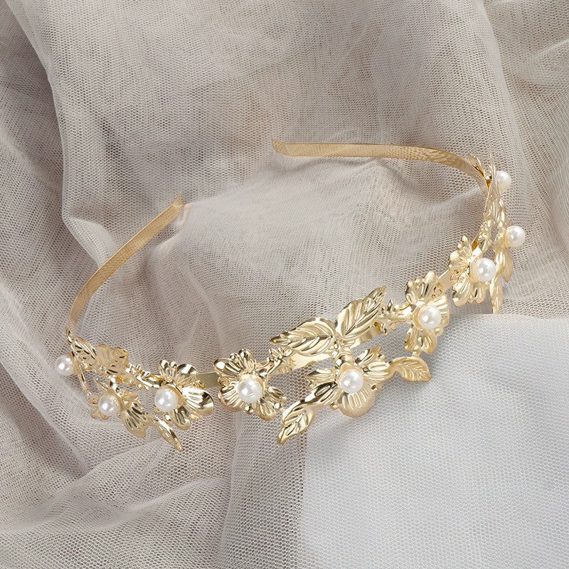 Wholesale Flowers & Leaves Pearl Alloy Headband