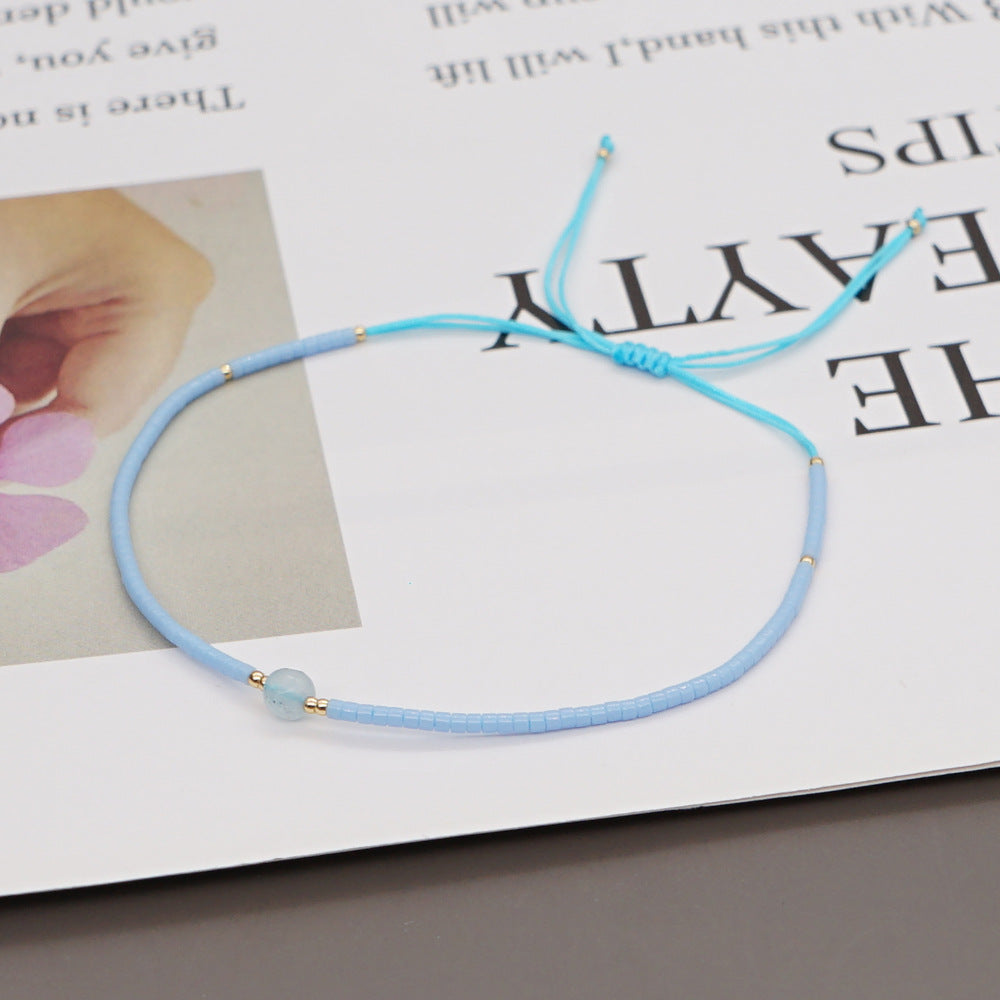 Venta al por mayor Pulsera de vidrieras de piedras semipreciosas bohemias