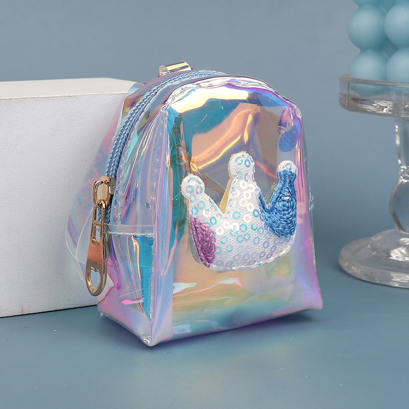 Purso de monedas de monedas de láser para niños transparentes de Crown Heart de Crown Heart