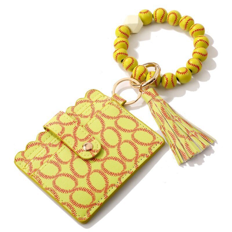 Wholesale Tassel Card Bag Silicone Beaded Wrist Key Chain