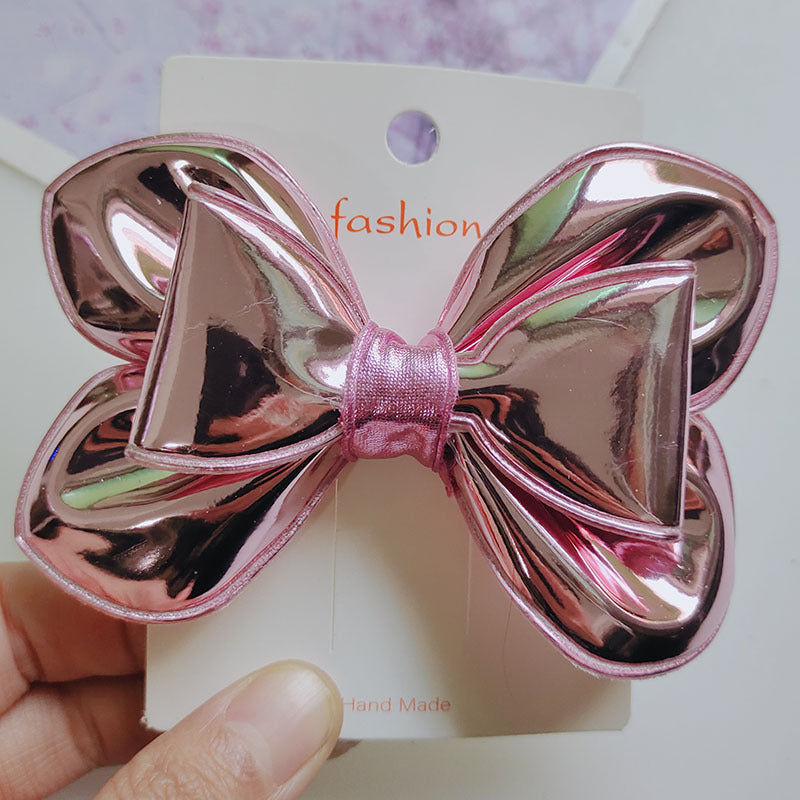 Wholesale PU Glossy Oversized Bow Hair Clips