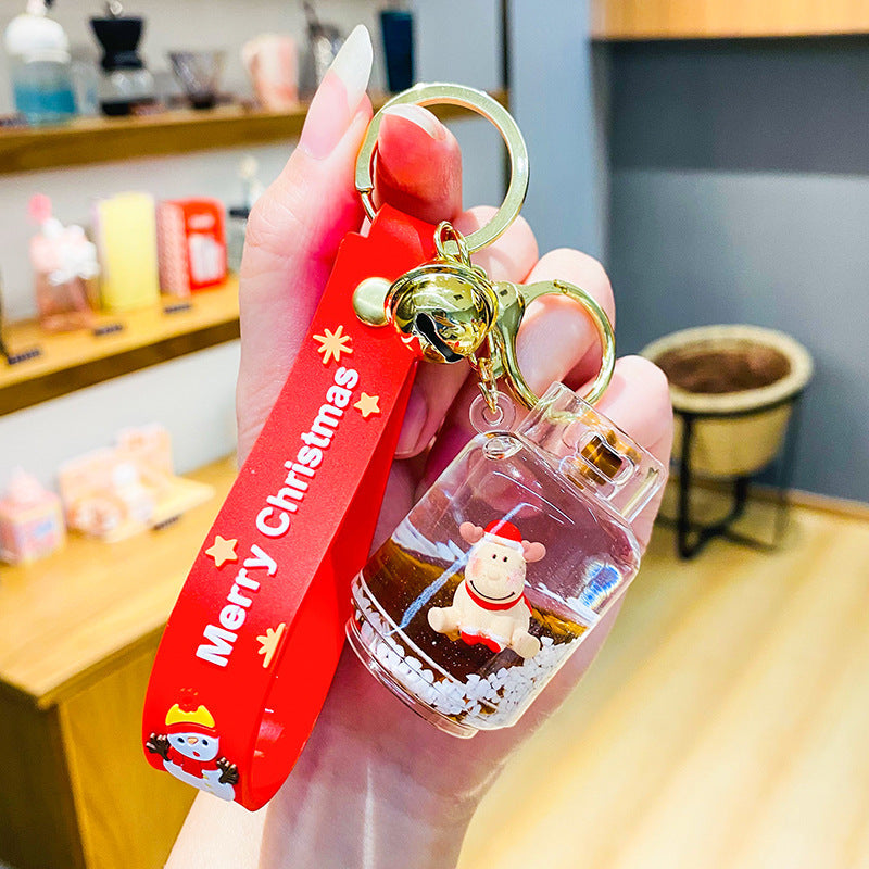 Wholesale Christmas Gas Tank Floating Bottle Acrylic Keychain