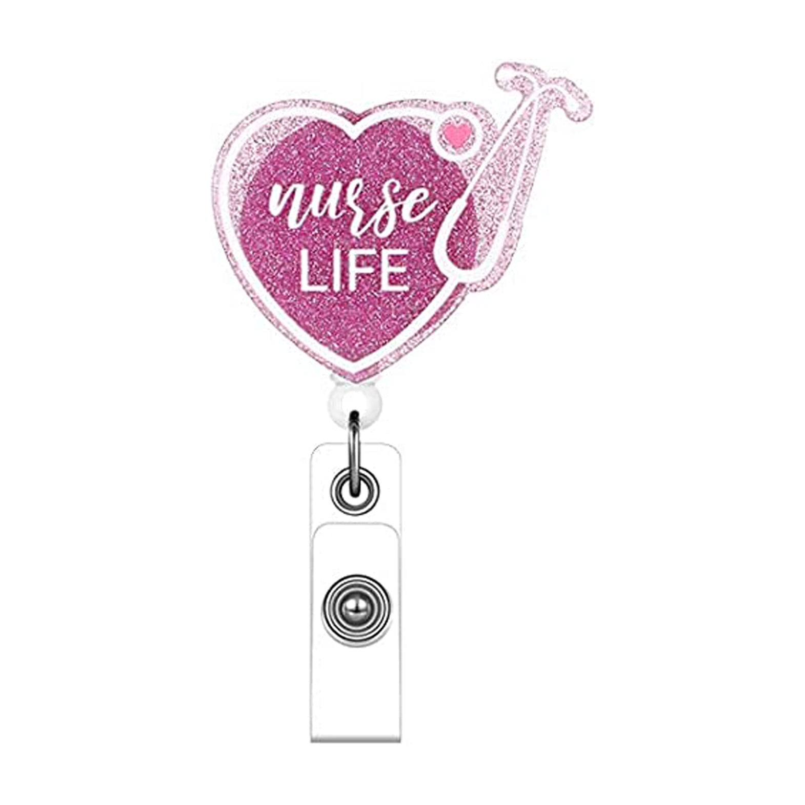 Wholesale Badge Reels Acrylic Glitter Stethoscope Doctor Nurse Retractable Keychain