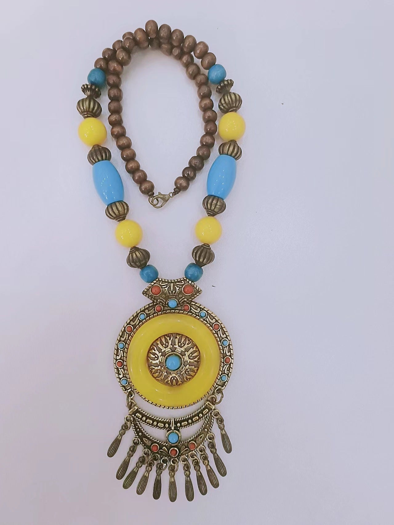 Wholesale Alloy Boho Style Tassel Gem Necklace