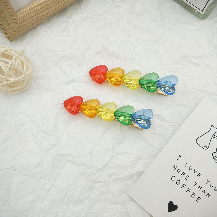 Wholesale Rainbow Hearts Acrylic Hair Clips Set