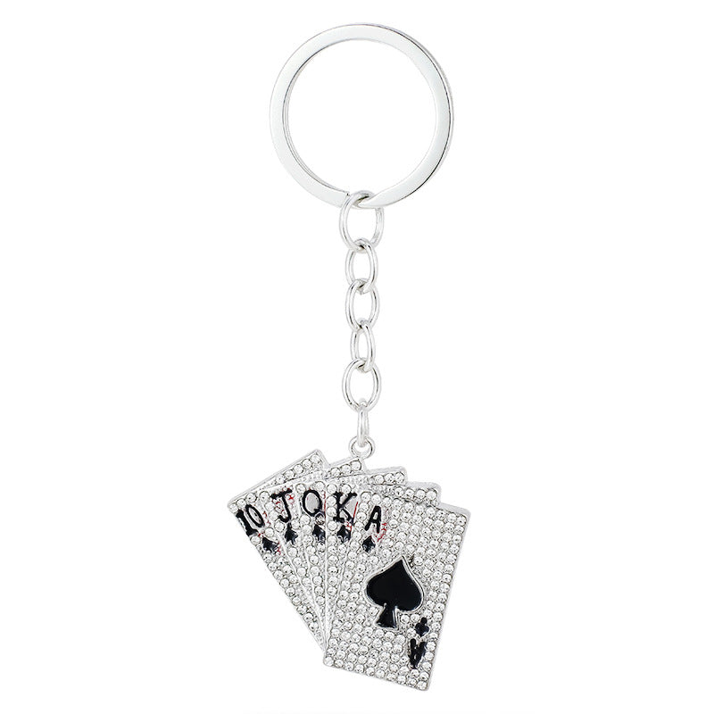 Wholesale Diamond Playing Card Metal Keychain