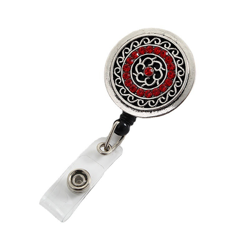 Wholesale Retro Hollow Flower Diamond Retractable Alloy Keychain