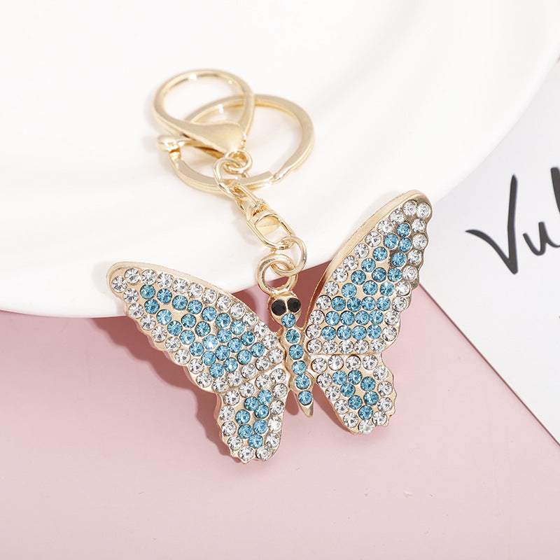 Wholesale Zinc Alloy Full Diamond Crystal Butterfly Keychain