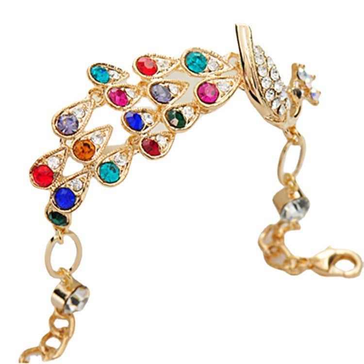 Wholesale Alloy Colorful Peacock Bracelet
