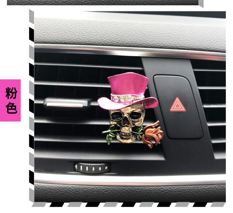 Wholesale Alloy Retro Rose Skull Car Fragrance Decoration Clip