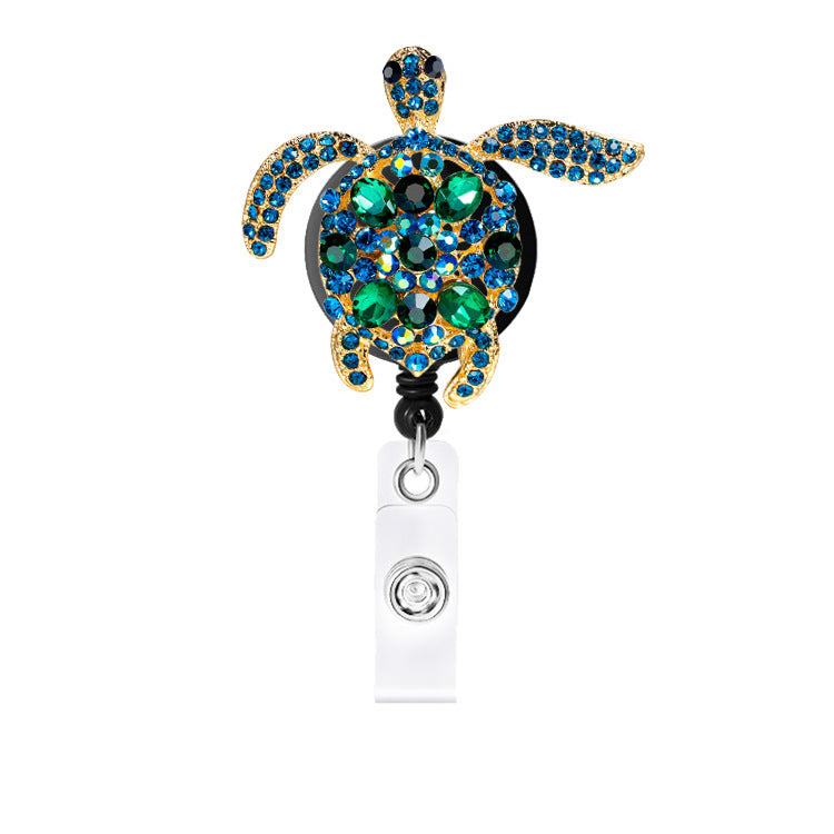 Wholesale ABS Turtle Rhinestone Easy Pull Button Keychain