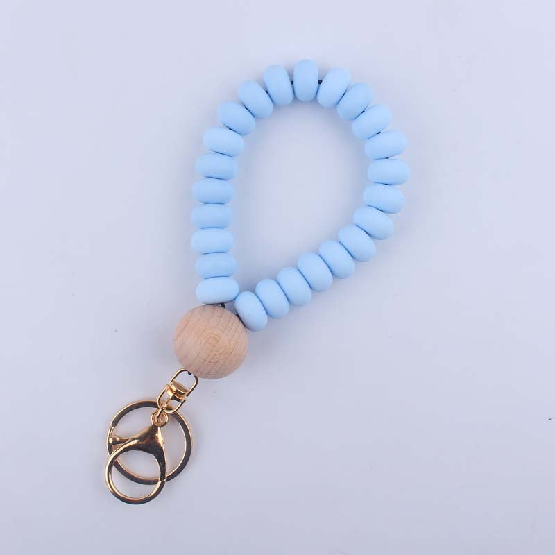 Wholesale Silicone Flat Bead Beaded Wrist Keychain