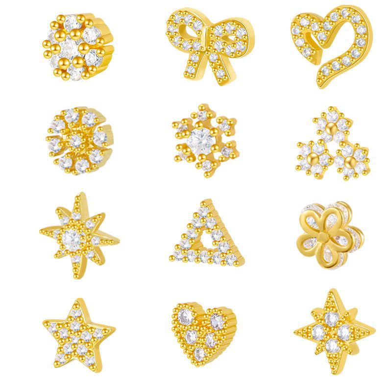 Wholesale Heart Pentagram Bow Earrings Copper