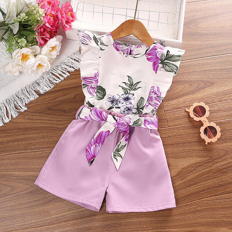 Wholesale Polyester Children's Clothing Printed Sleeveless Tops