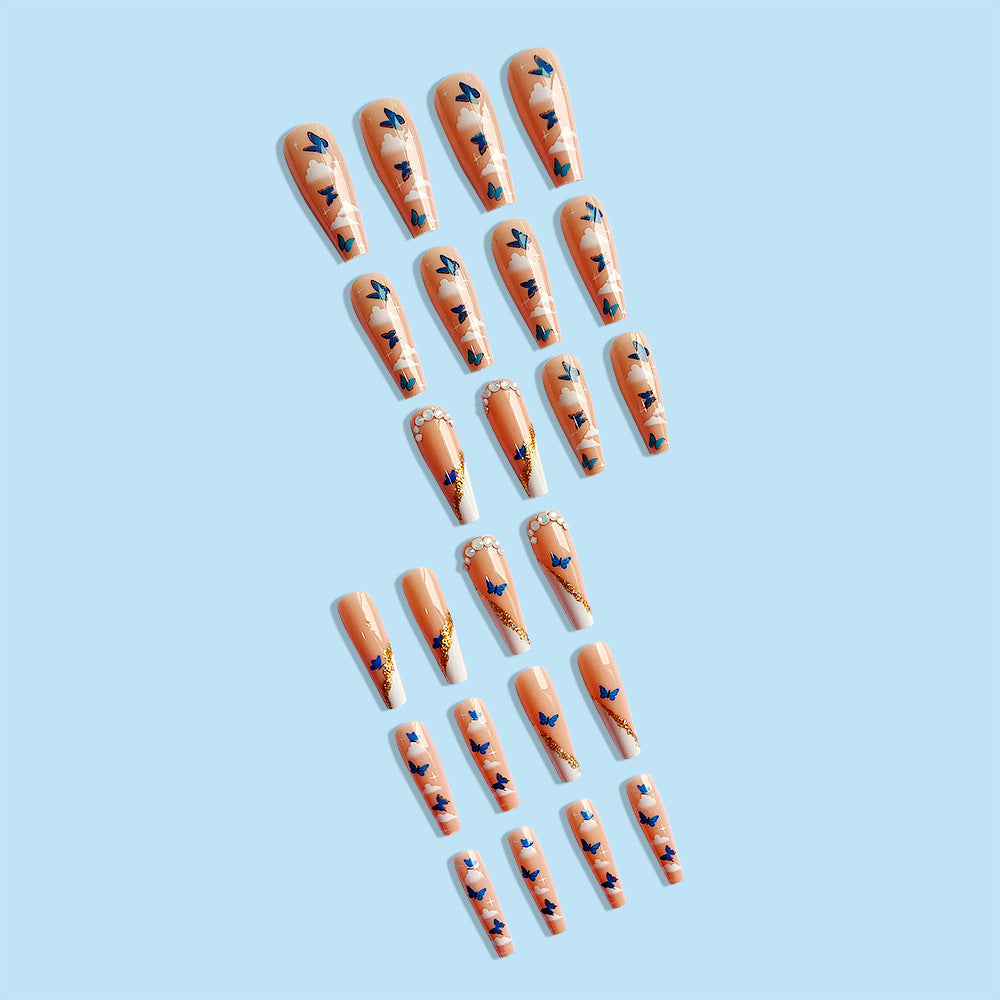 Venta al por mayor Fantasy Dream Butterfly Print Diamond Nail Stickers