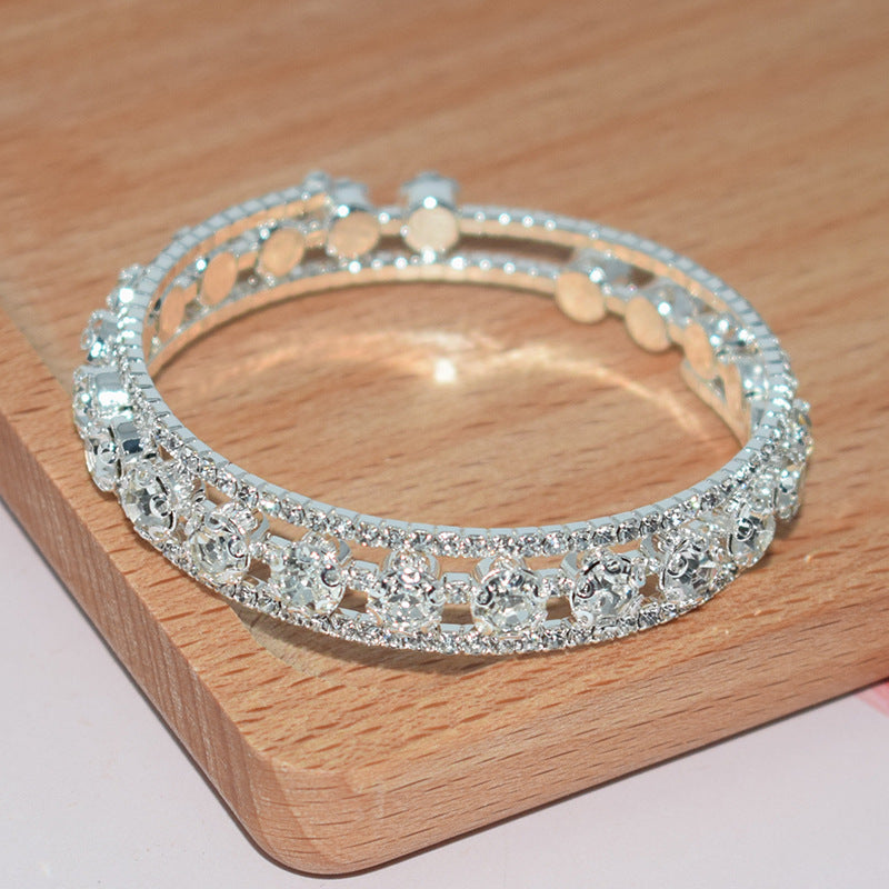 Venta al por mayor Pulsera abierta de diamantes de imitación de cristal lleno de diamantes