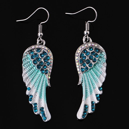 Wholesale Angel Wings Rhinestone Alloy Earrings