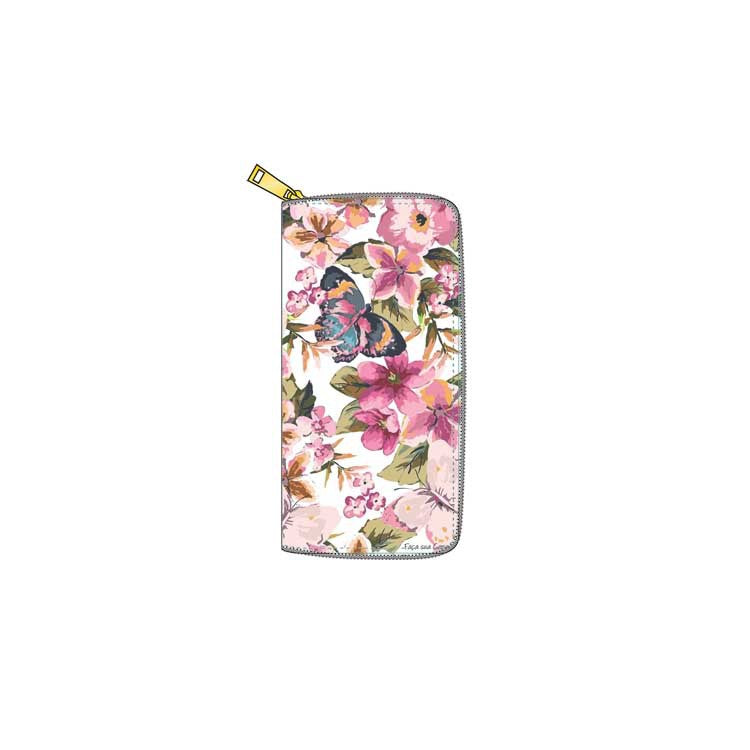 Venta al por mayor Flor PU Cartera Larga Con Cremallera