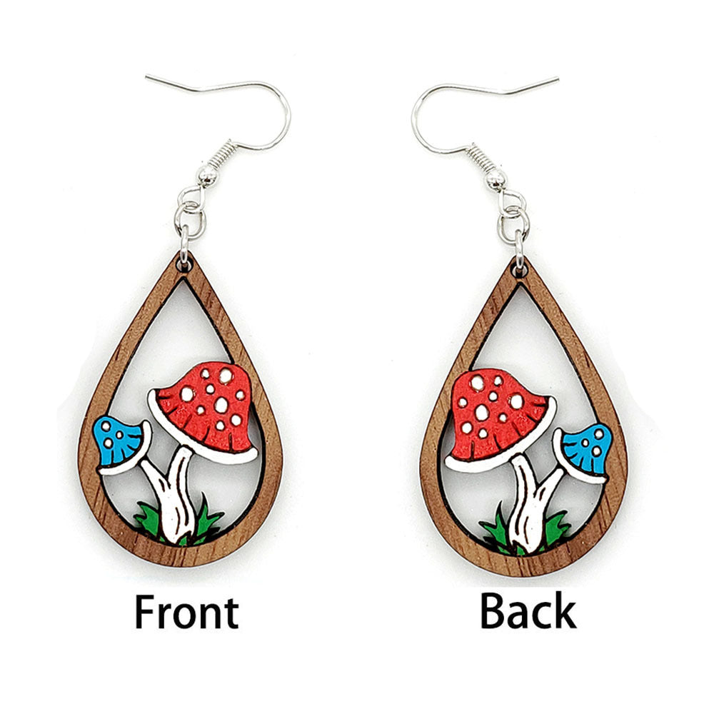 Venta al por mayor Lindos Aretes De Madera De Seta De Gota De Agua