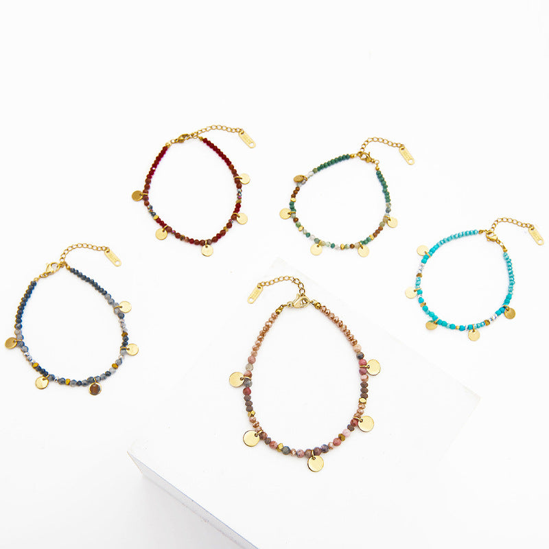 Wholesale Handmade Bead-hanging Delicate Round Titanium Steel Bracelets