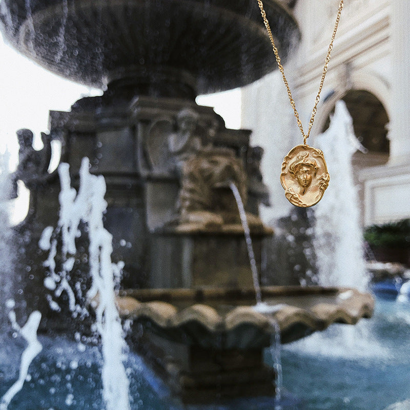 Wholesale Portrait Lady Head Titanium Steel Necklace