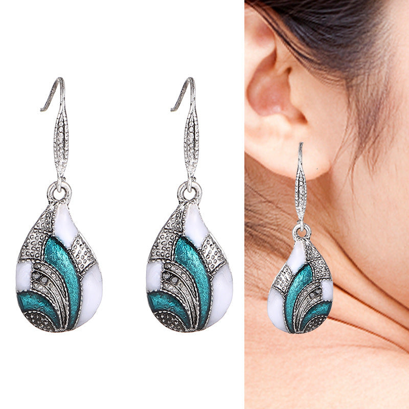 Wholesale Colorful Oil And Water Drop Alloy Earrings