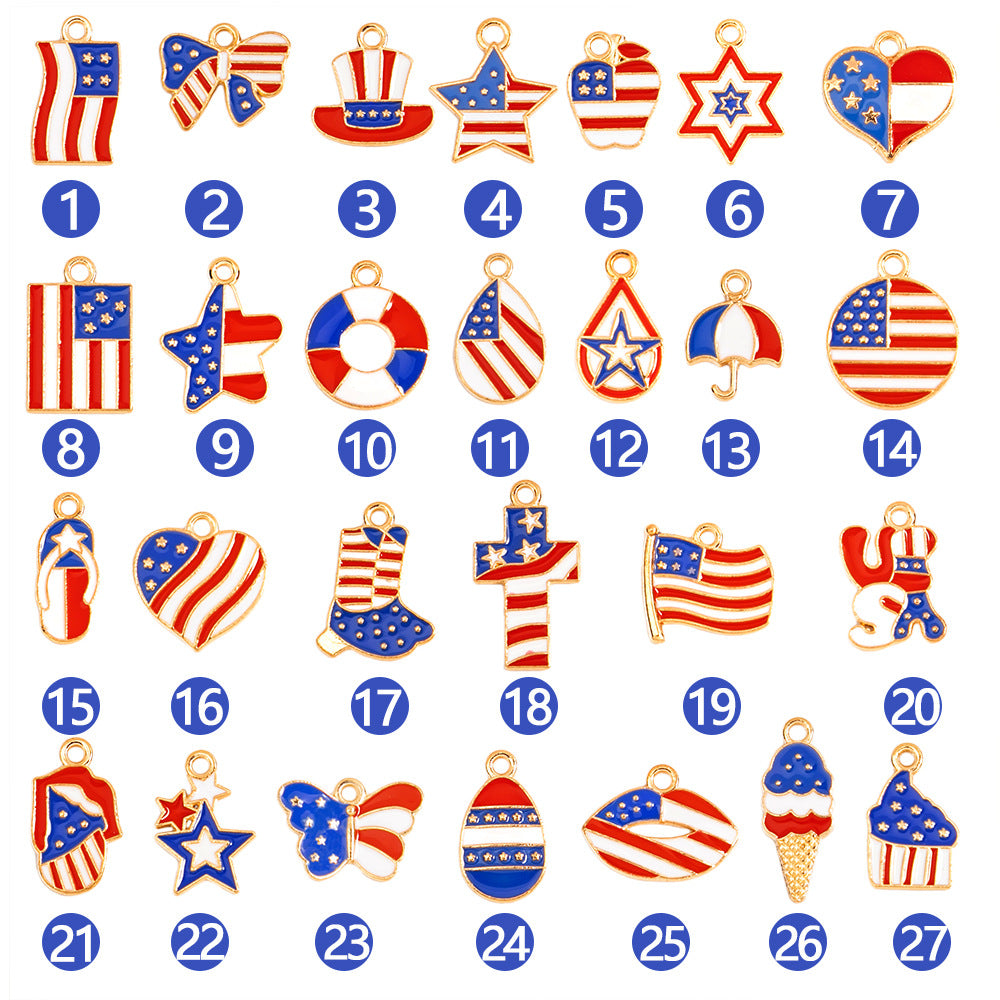 Al por mayor 10-100pcs/Pack American Independence Day Flag DIY ALEAY ALEY ACCESORIOS DE ACEITE DE ACEITE