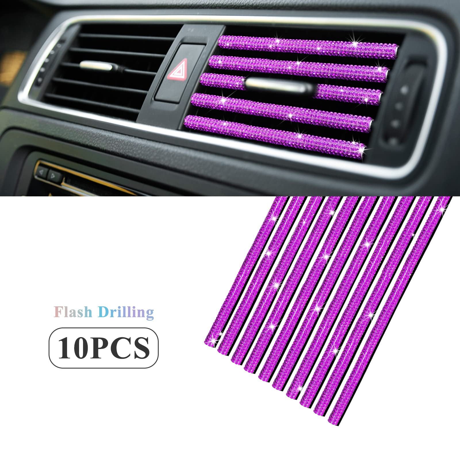 Venta al por mayor, 5 uds., tira decorativa de ventilación de aire de diamante para coche